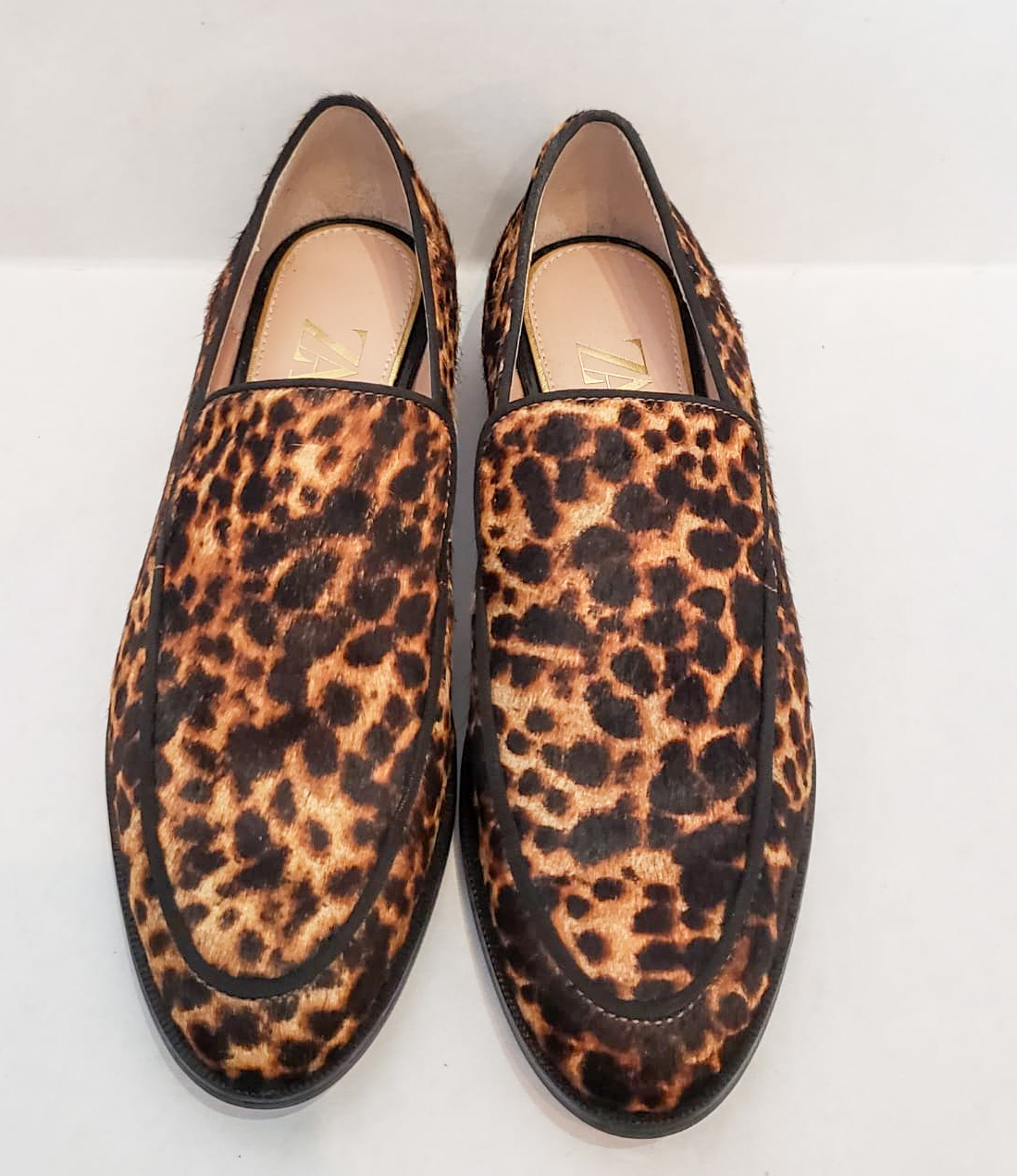 leopard pony hair mules